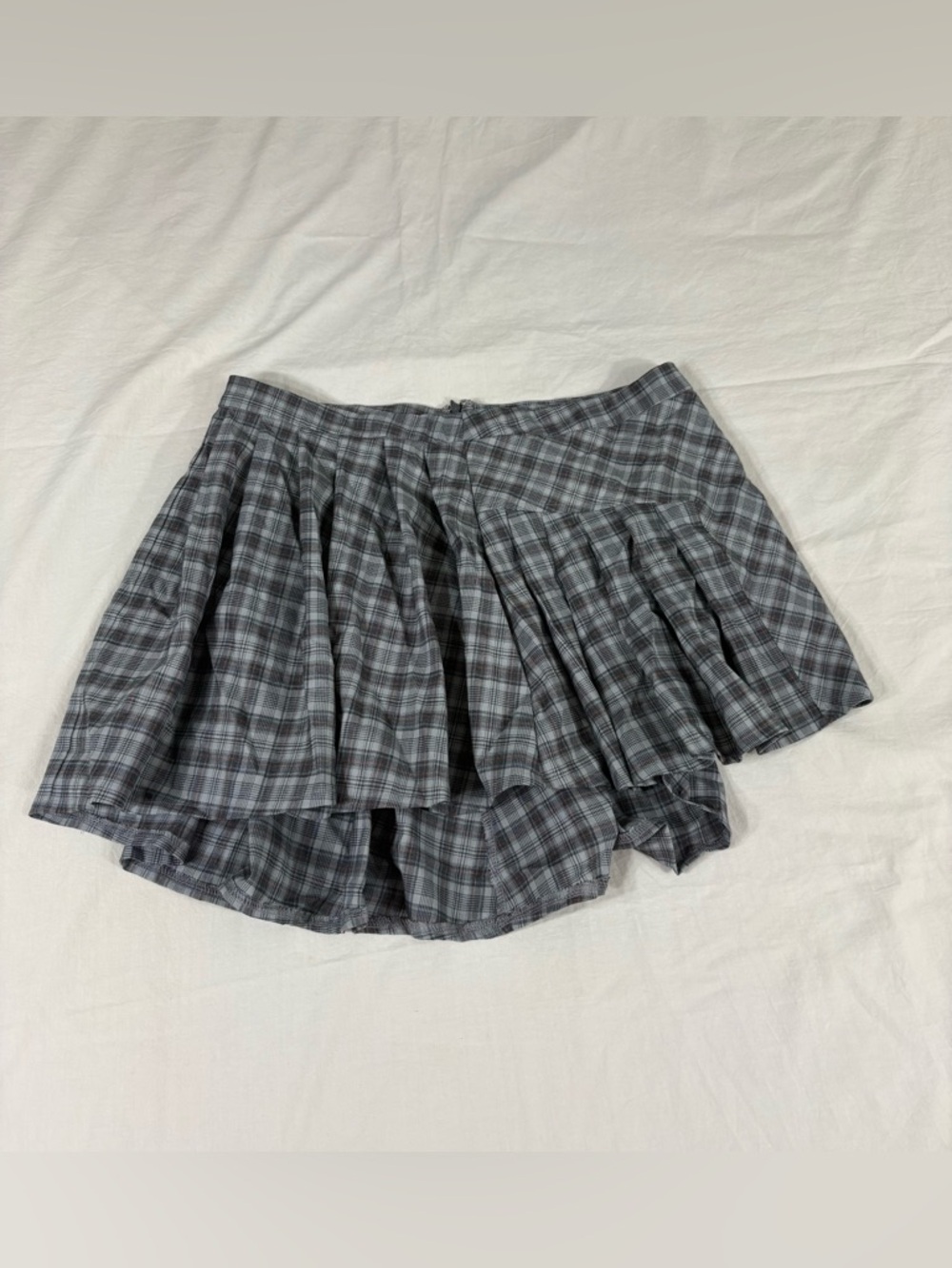 Tiger Mist Gray Plaid Mini Skirt
